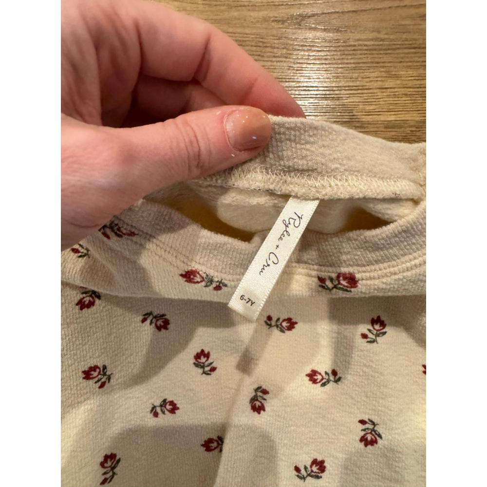 Girls Rylee + Cru Matching Set 6/7 Y Beige Red Floral - Picture 4 of 7
